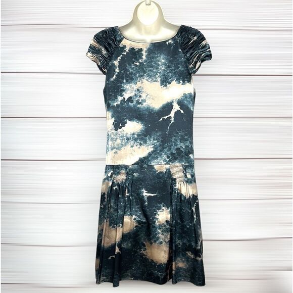 Vivienne Tam Silk Knee-Length Dress Retro Style Smocked Neck Line size 2 - Picture 9 of 14